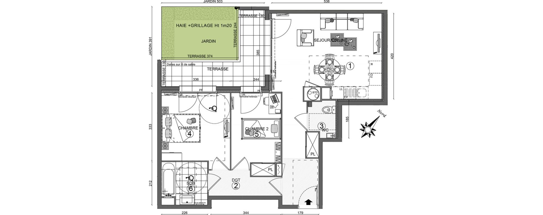 Appartement T3 de 62,10 m2 &agrave; Villab&eacute; Centre