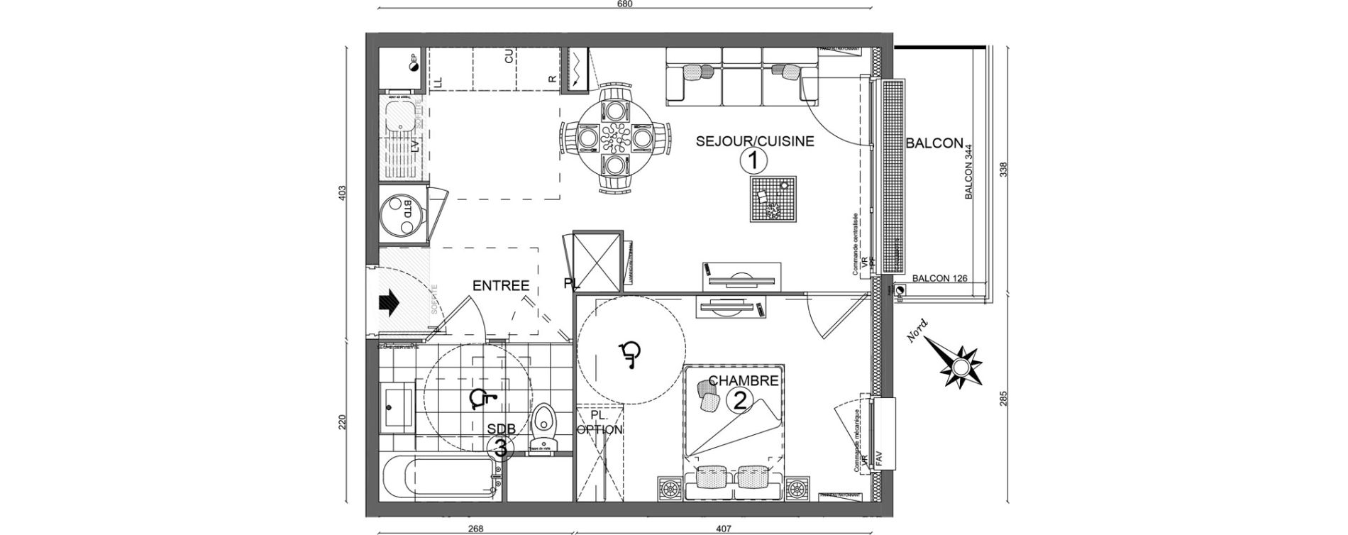 Appartement T2 de 40,70 m2 &agrave; Villab&eacute; Centre