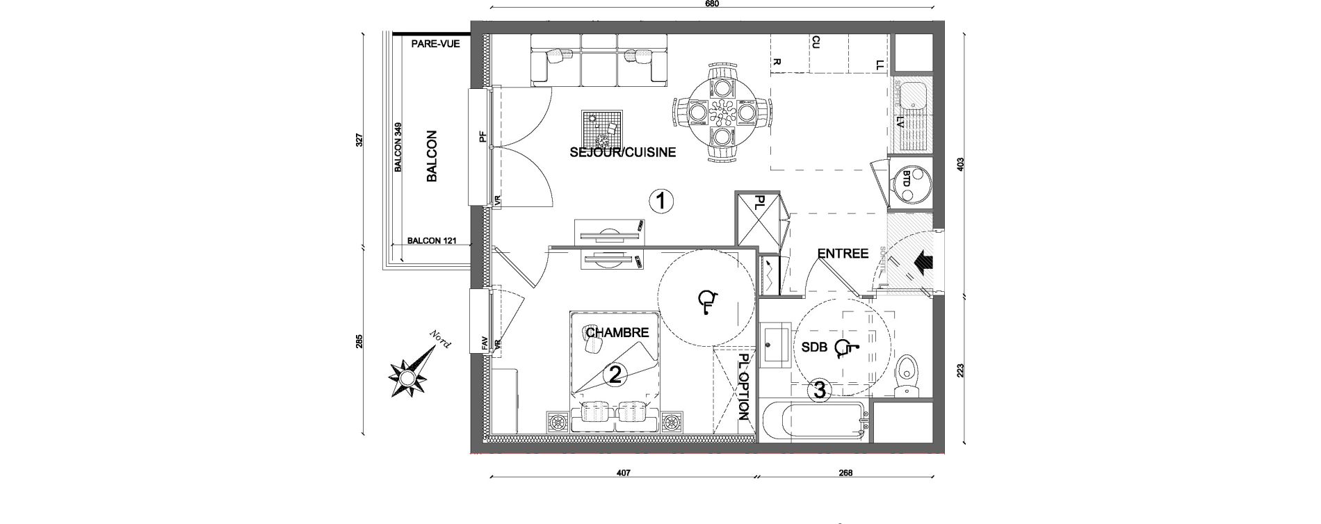 Appartement T2 de 40,40 m2 &agrave; Villab&eacute; Centre