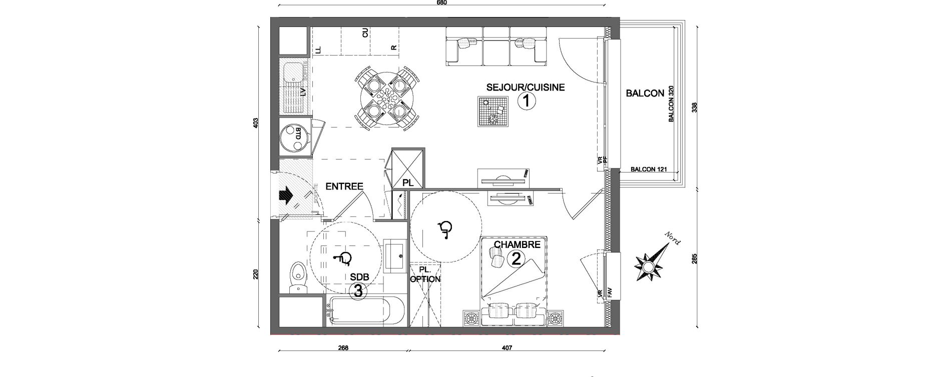 Appartement T2 de 40,85 m2 &agrave; Villab&eacute; Centre