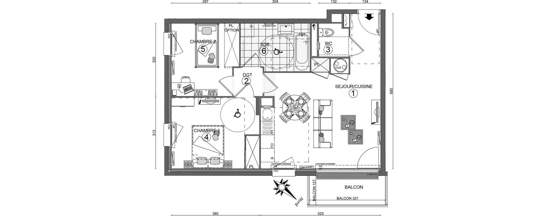 Appartement T3 de 56,80 m2 &agrave; Villab&eacute; Centre