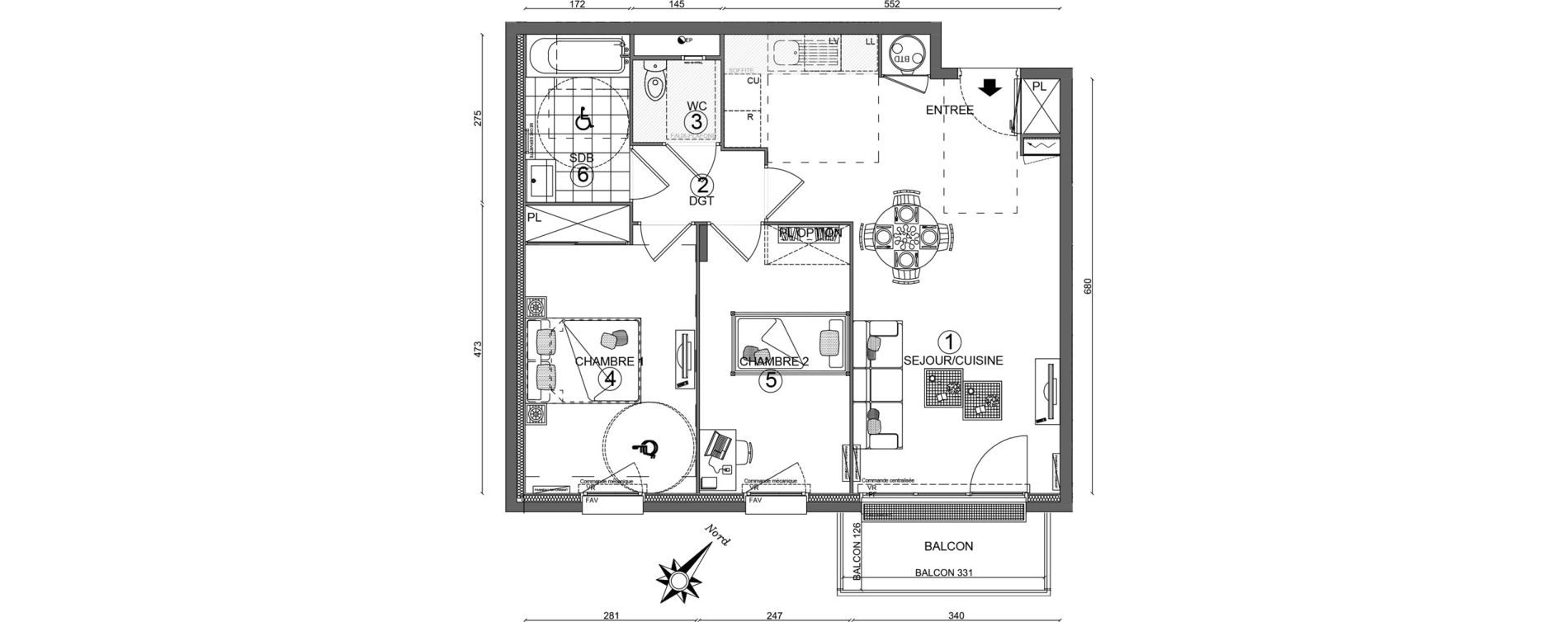Appartement T3 de 62,40 m2 &agrave; Villab&eacute; Centre