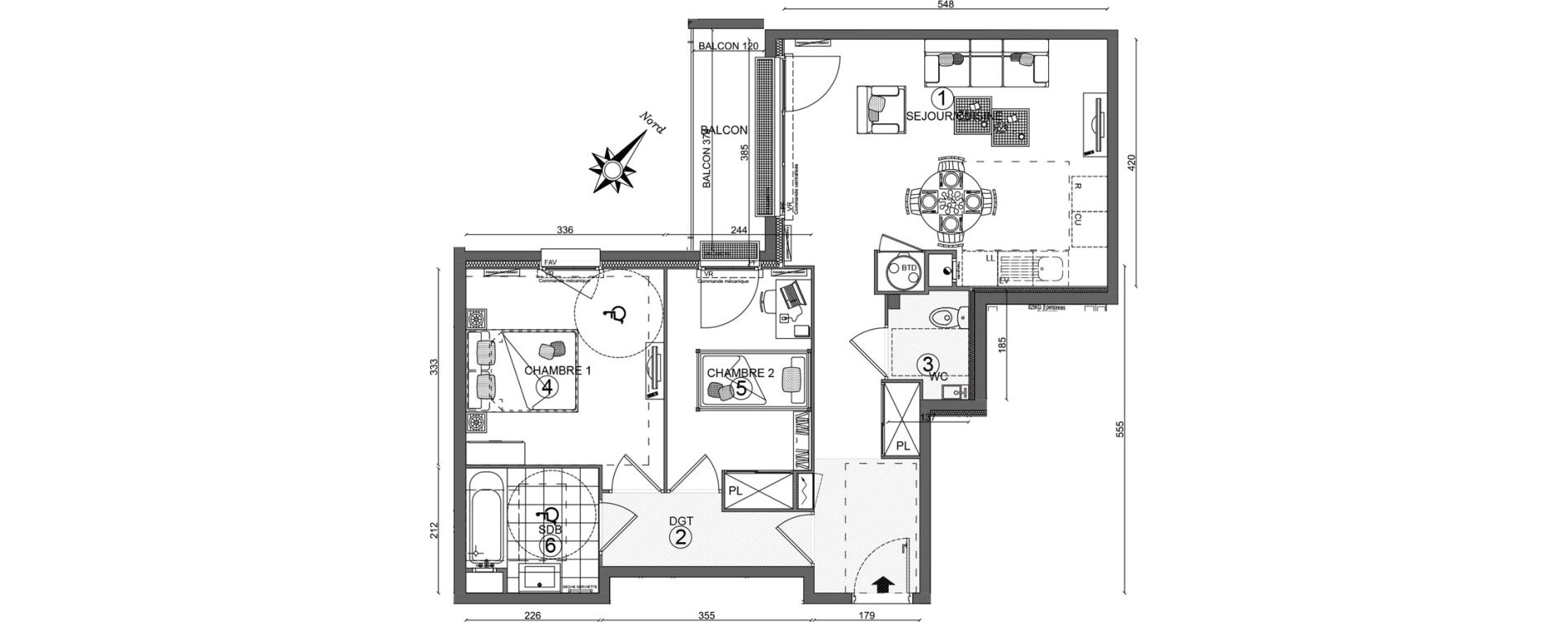 Appartement T3 de 62,50 m2 &agrave; Villab&eacute; Centre