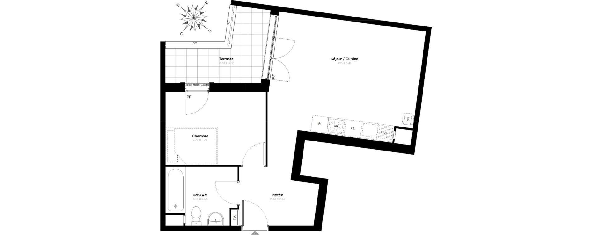 Appartement T2 de 45,40 m2 &agrave; Villab&eacute; Centre