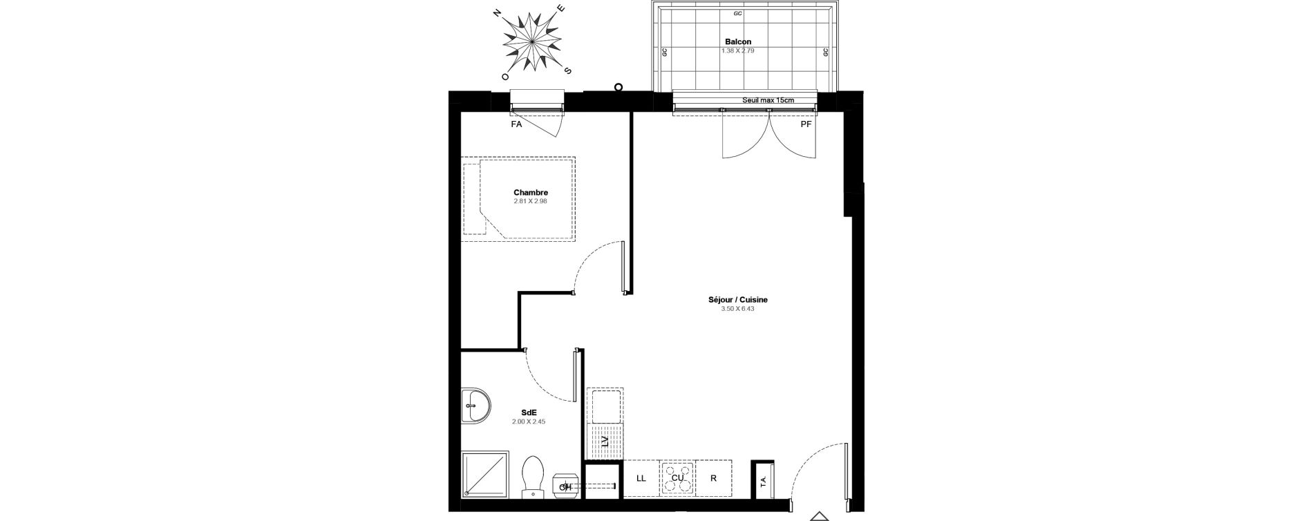 Appartement T2 de 40,40 m2 &agrave; Villab&eacute; Centre