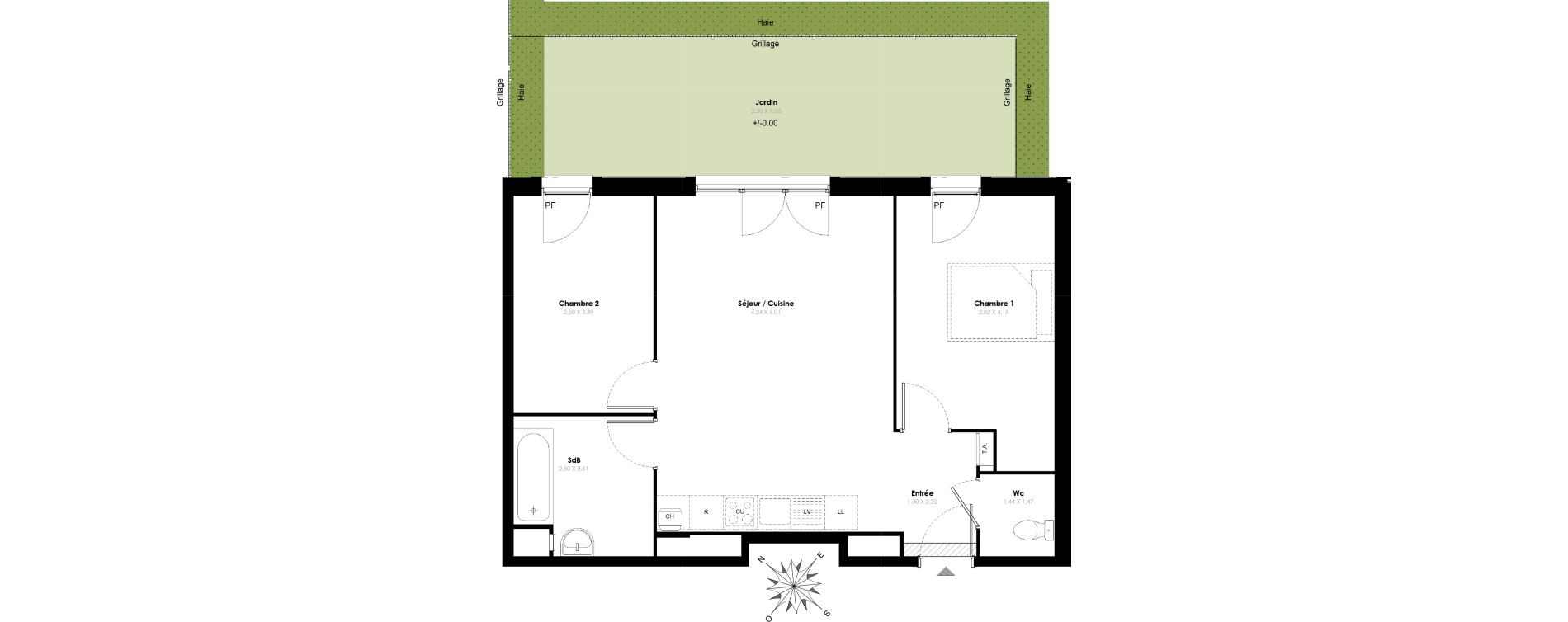 Appartement T3 de 58,90 m2 &agrave; Villab&eacute; Centre