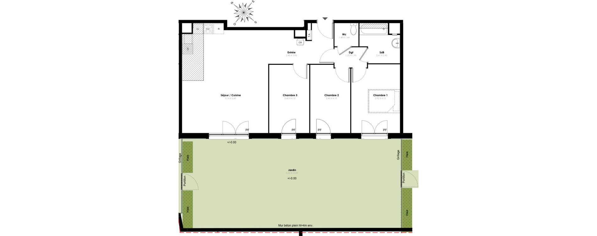 Appartement T4 de 80,80 m2 &agrave; Villab&eacute; Centre