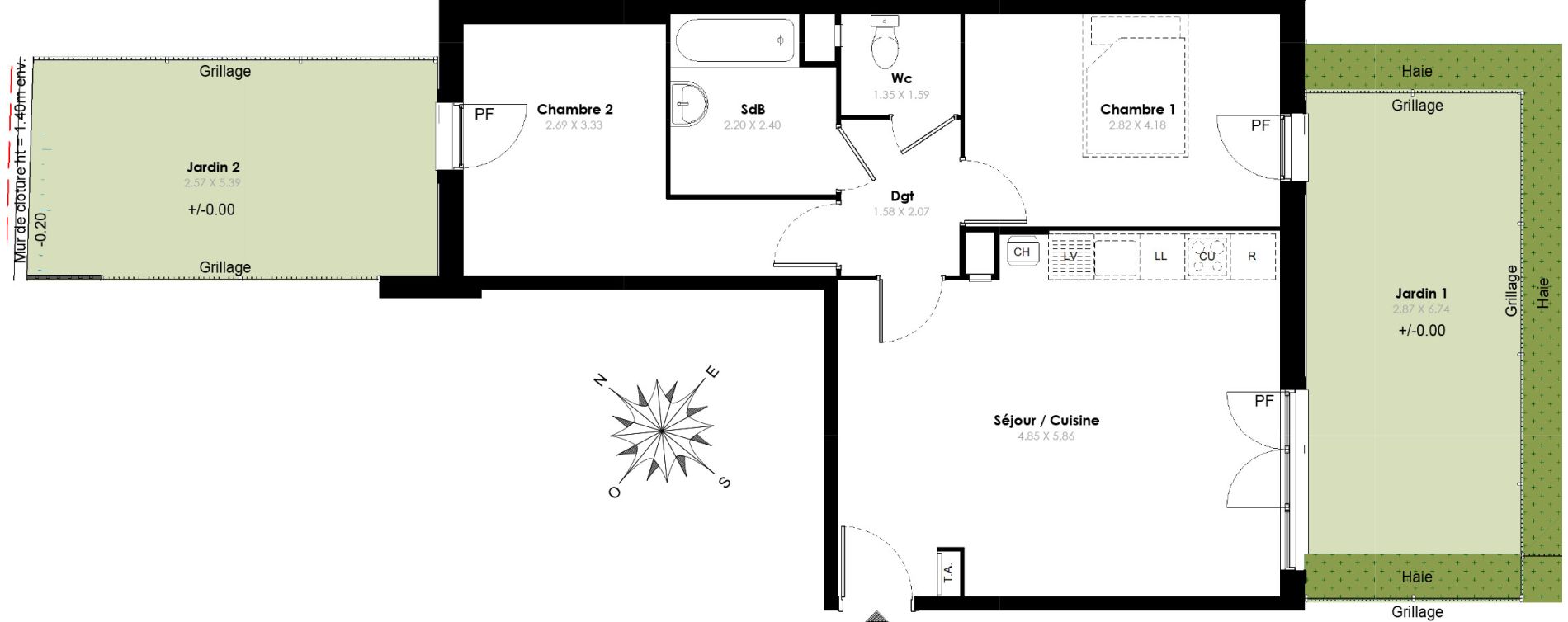 Appartement T3 de 60,20 m2 &agrave; Villab&eacute; Centre