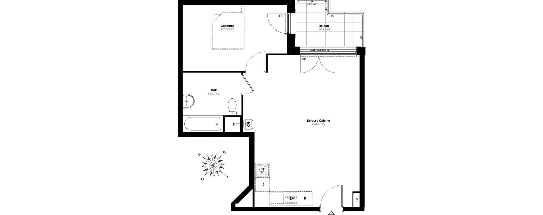 Appartement T2 de 47,00 m2 &agrave; Villab&eacute; Centre