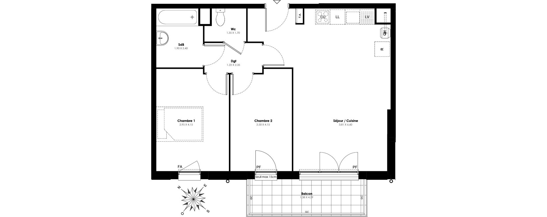 Appartement T3 de 60,30 m2 &agrave; Villab&eacute; Centre