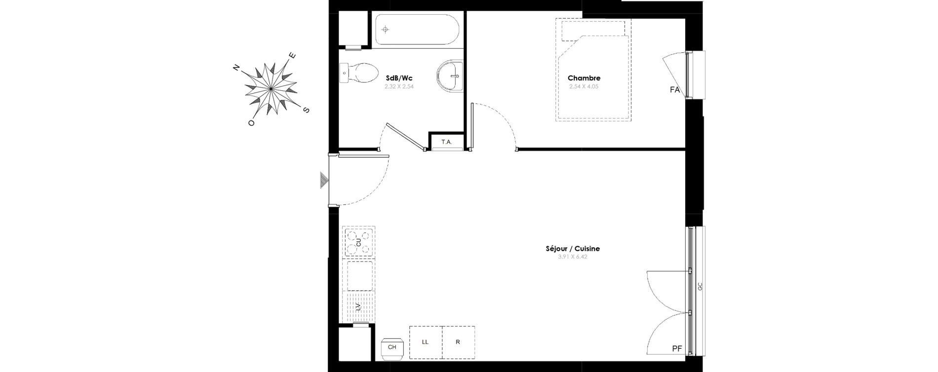 Appartement T2 de 40,00 m2 &agrave; Villab&eacute; Centre