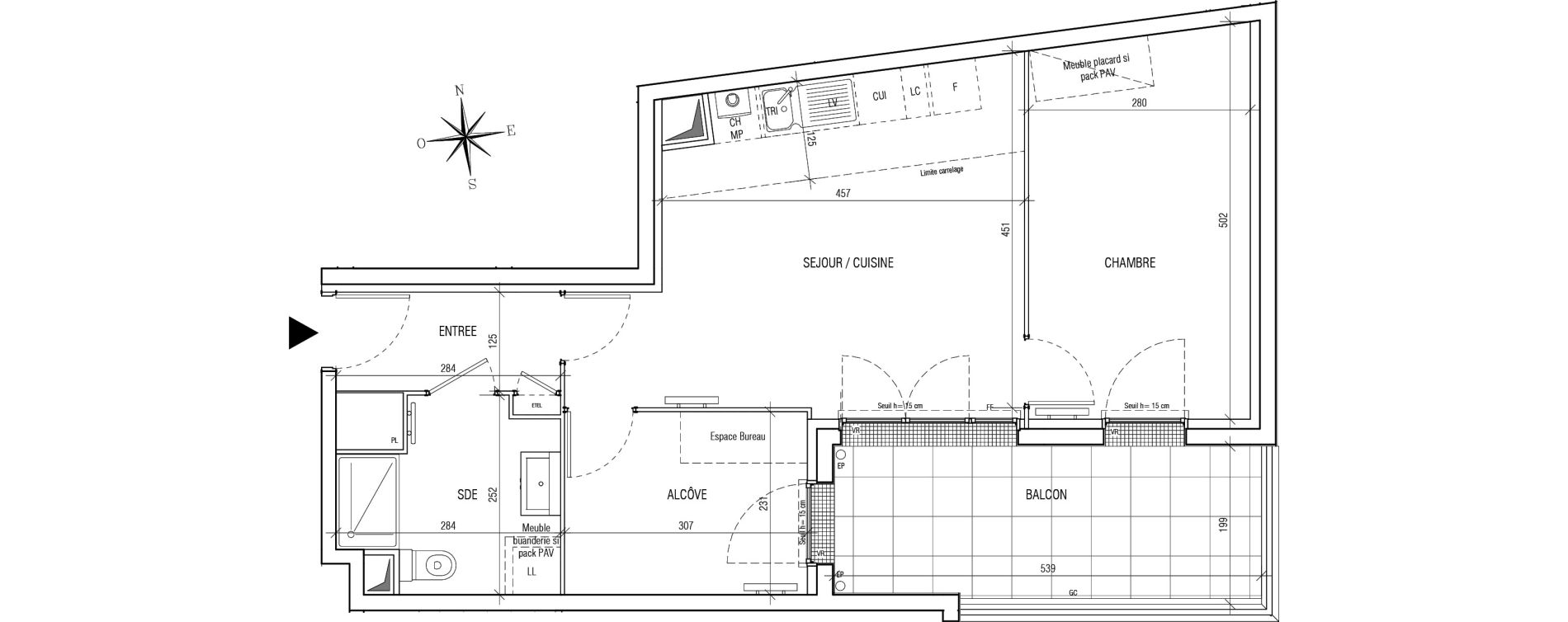 Appartement T2 de 51,62 m2 &agrave; Villebon-Sur-Yvette Centre ville