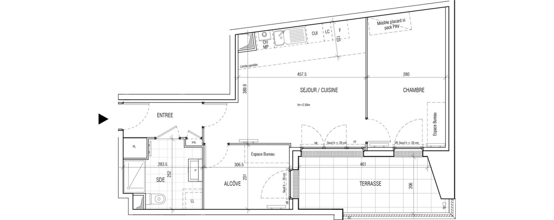 Appartement T2 de 51,62 m2 &agrave; Villebon-Sur-Yvette Centre ville