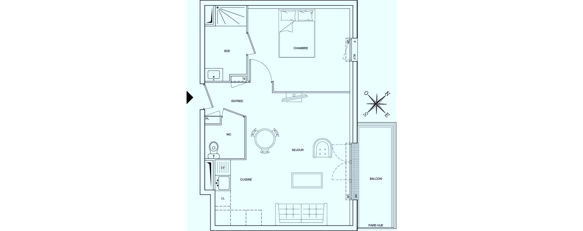 Appartement T2 de 45,28 m2 &agrave; Villebon-Sur-Yvette La roche