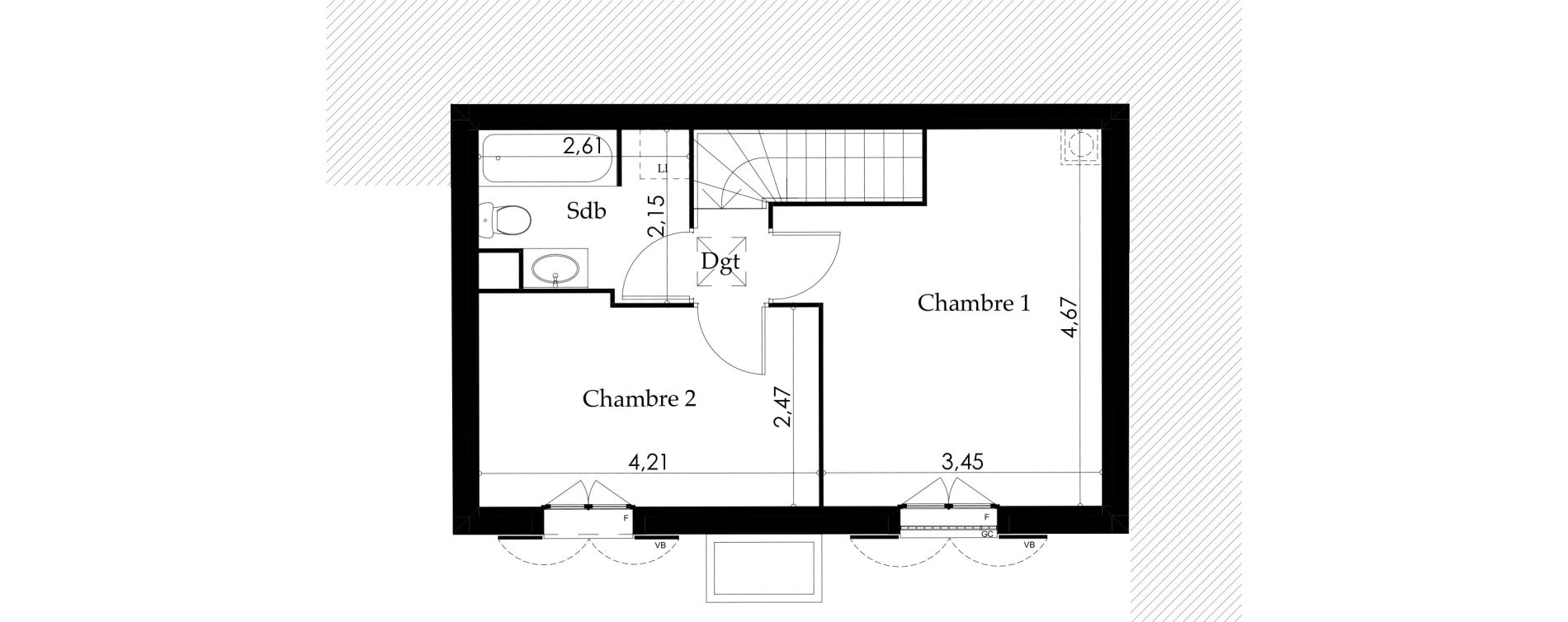 Maison T3 de 65,40 m2 &agrave; Villejust La folie bessin