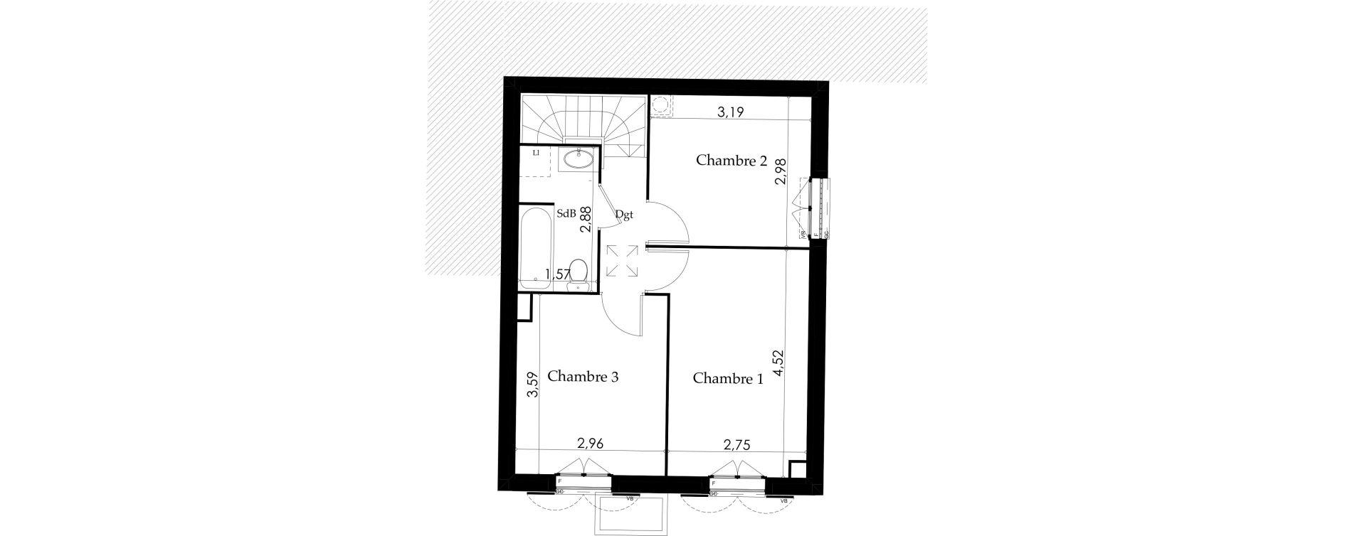 Maison T4 de 80,10 m2 &agrave; Villejust La folie bessin