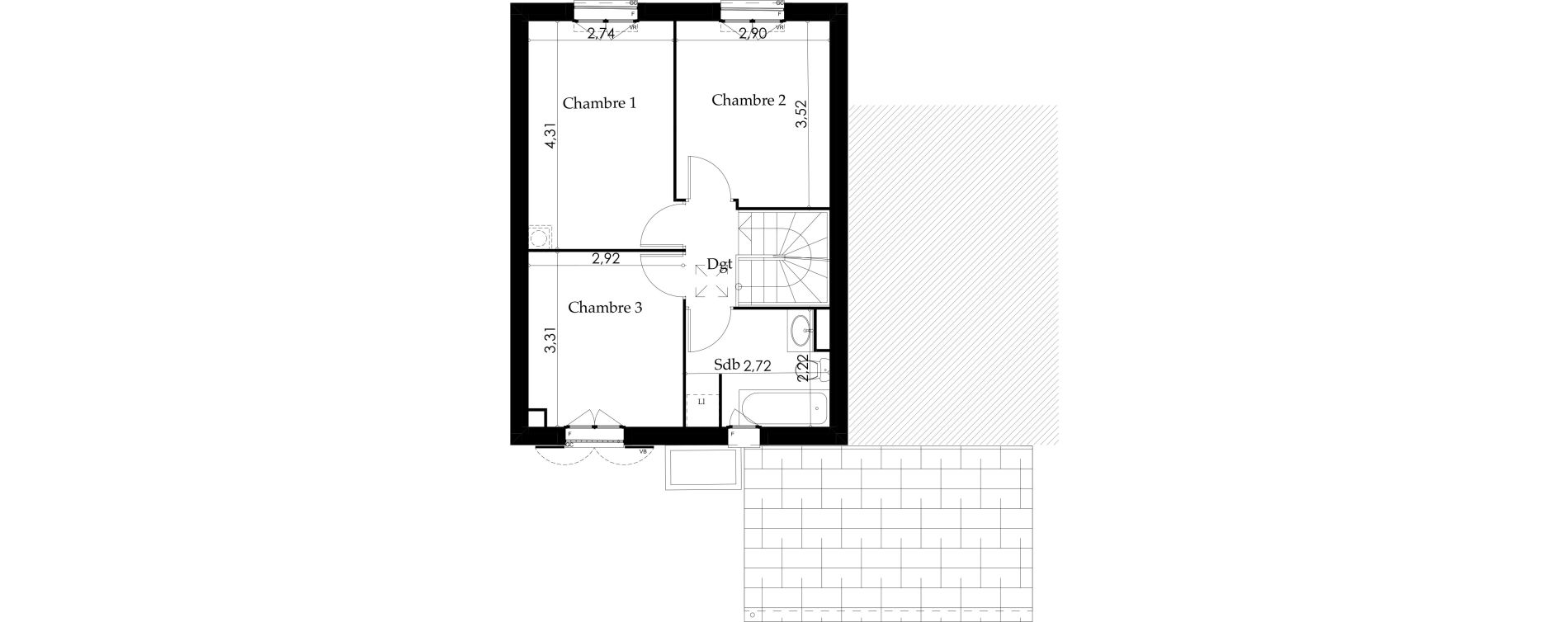 Maison T4 de 80,00 m2 &agrave; Villejust La folie bessin