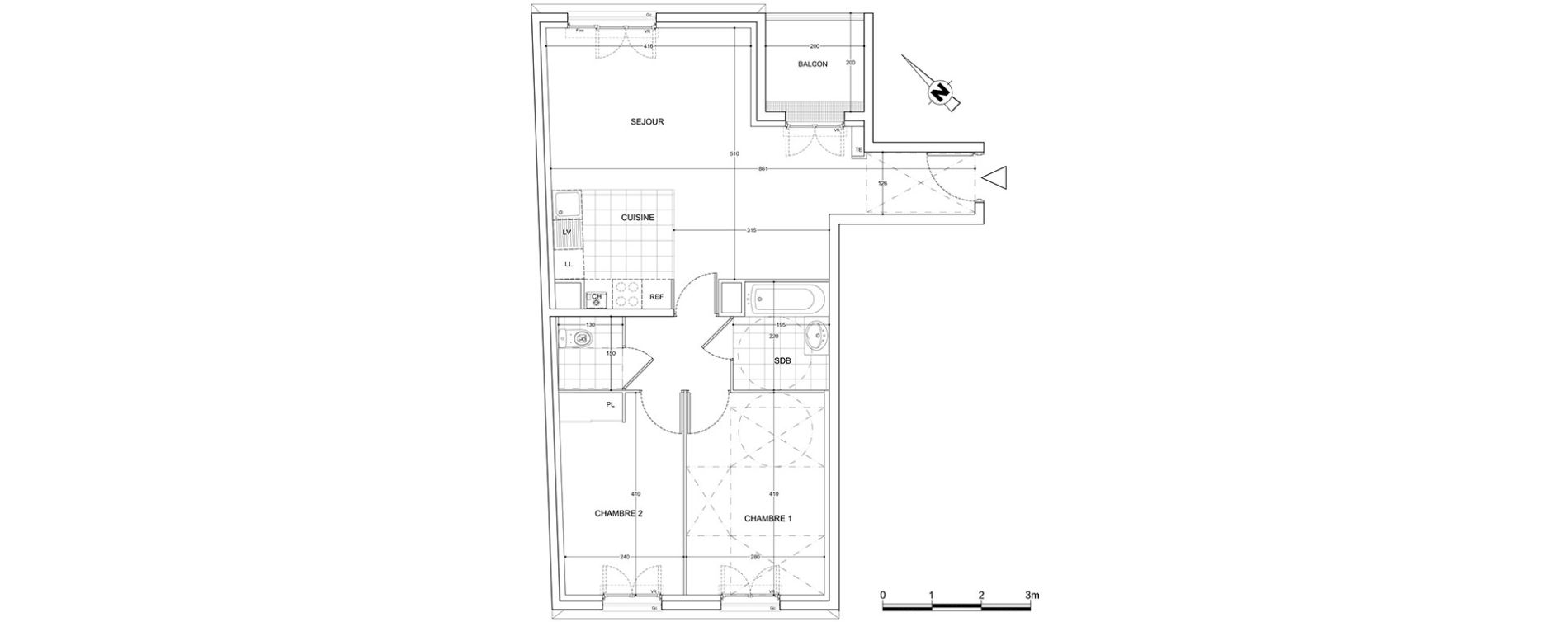Appartement T3 de 62,08 m2 &agrave; Viry-Ch&acirc;tillon Centre