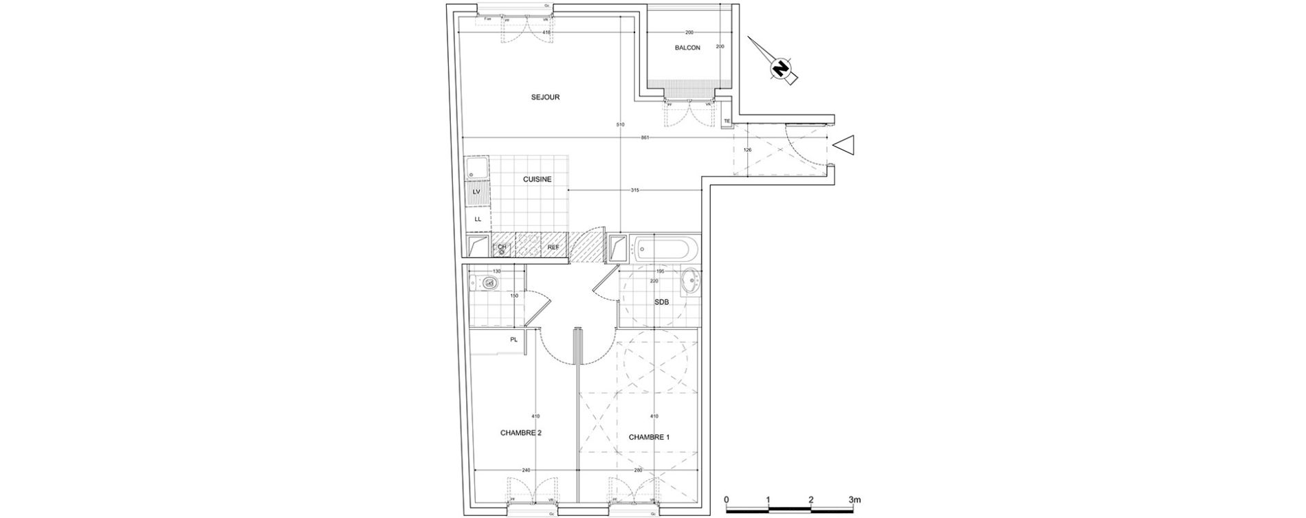 Appartement T3 de 62,08 m2 &agrave; Viry-Ch&acirc;tillon Centre