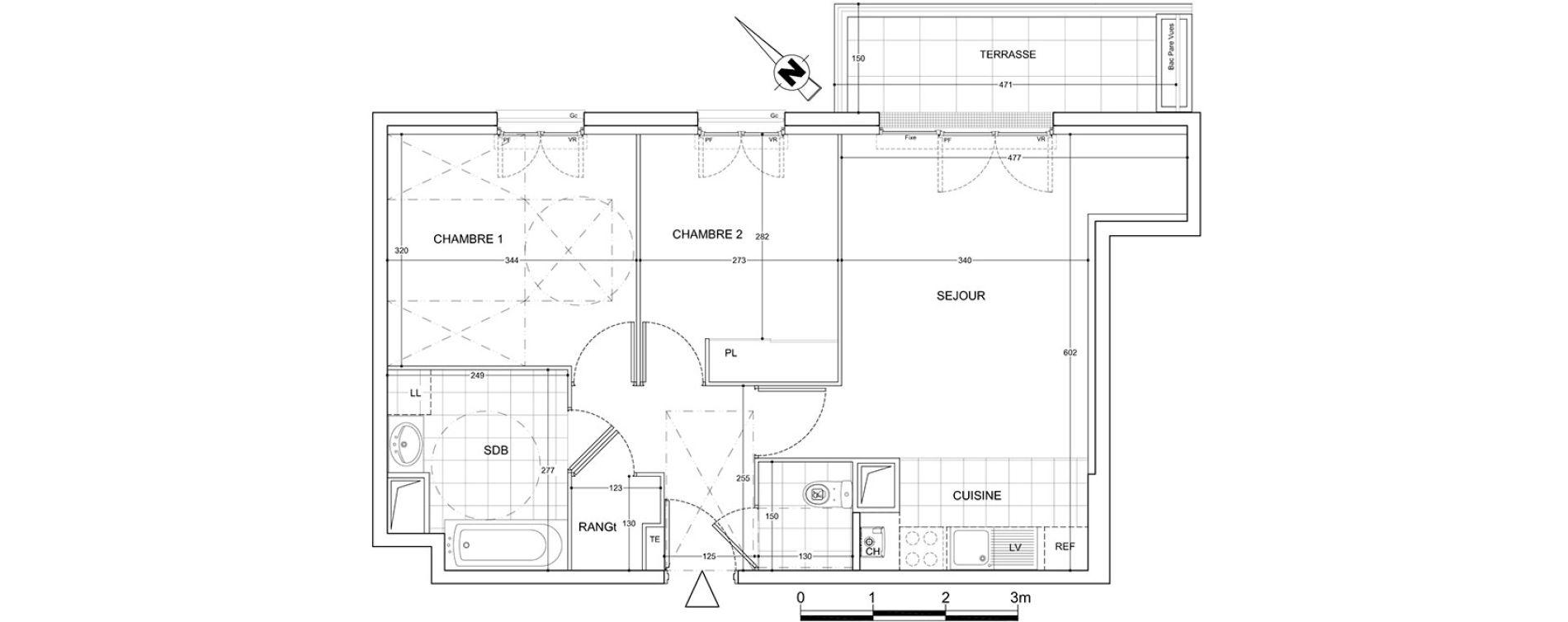 Appartement T3 de 56,65 m2 &agrave; Viry-Ch&acirc;tillon Centre