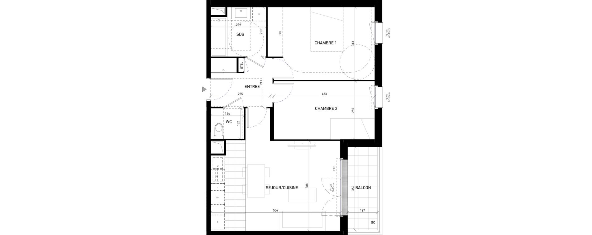 Appartement T3 de 59,65 m2 &agrave; Viry-Ch&acirc;tillon Quai de ch&acirc;tillon