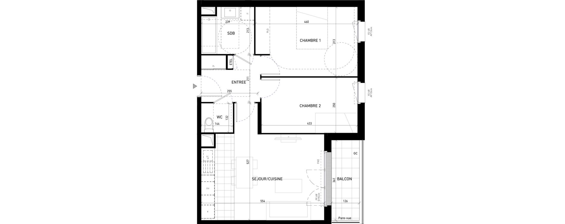 Appartement T3 de 59,57 m2 &agrave; Viry-Ch&acirc;tillon Quai de ch&acirc;tillon