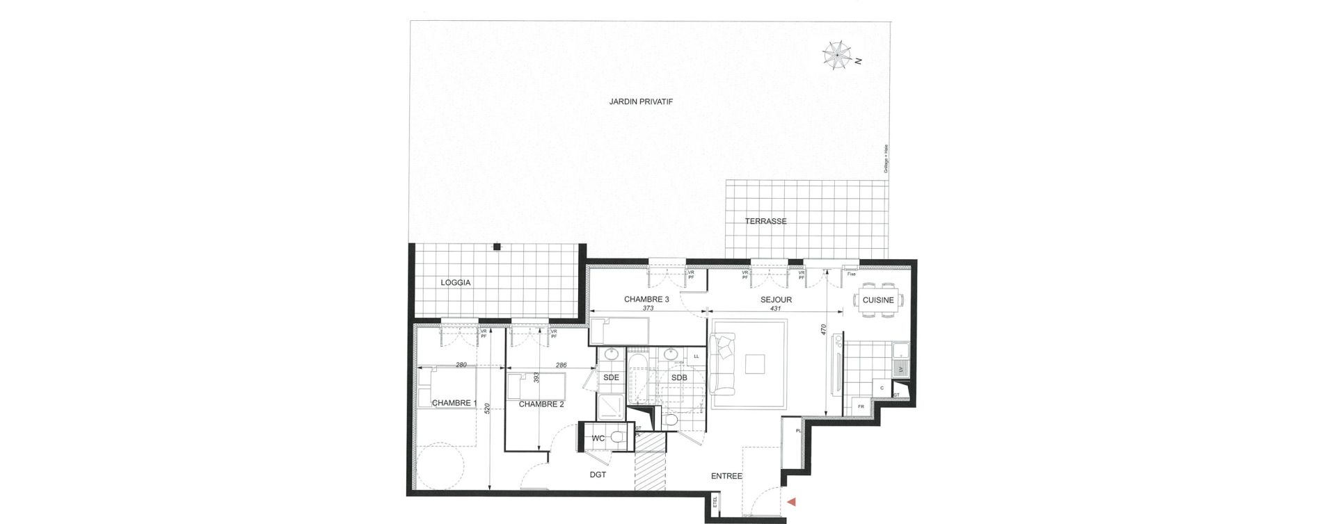 Appartement T4 de 88,60 m2 &agrave; Wissous Centre