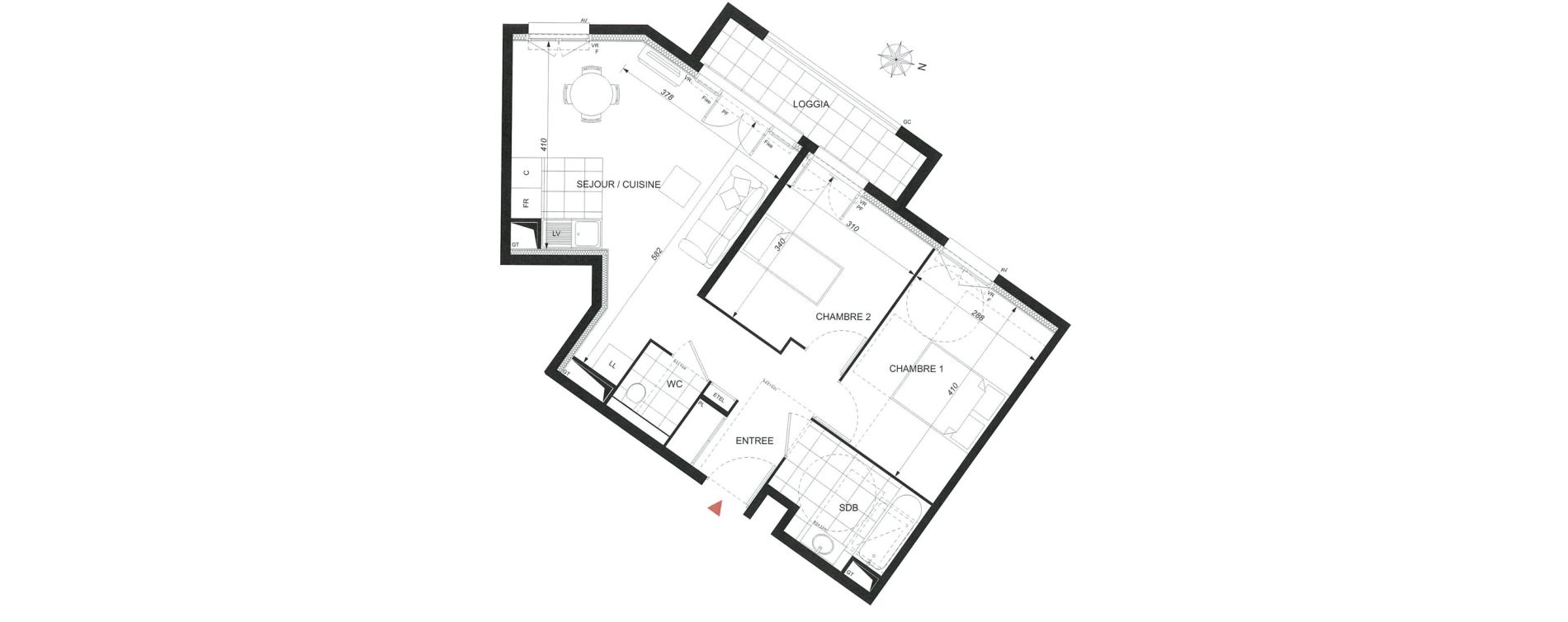 Appartement T3 de 58,53 m2 &agrave; Wissous Centre