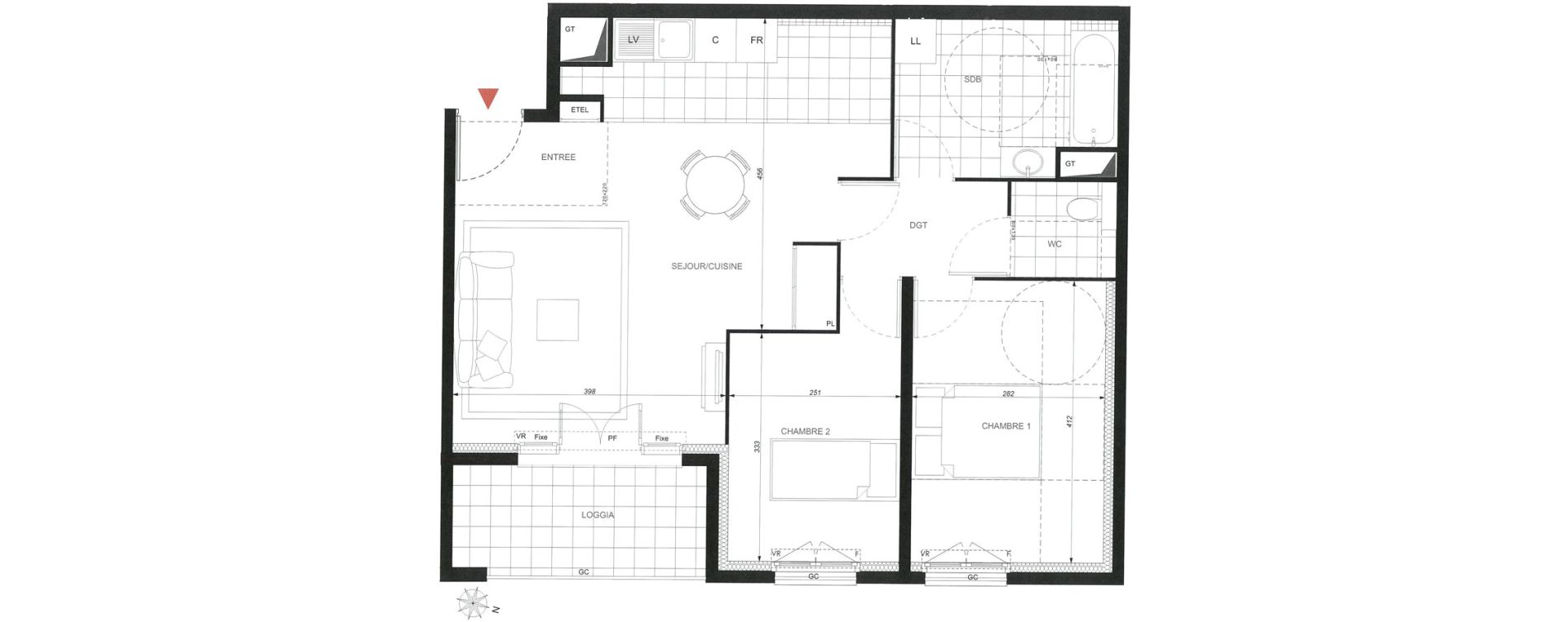 Appartement T3 de 64,04 m2 &agrave; Wissous Centre