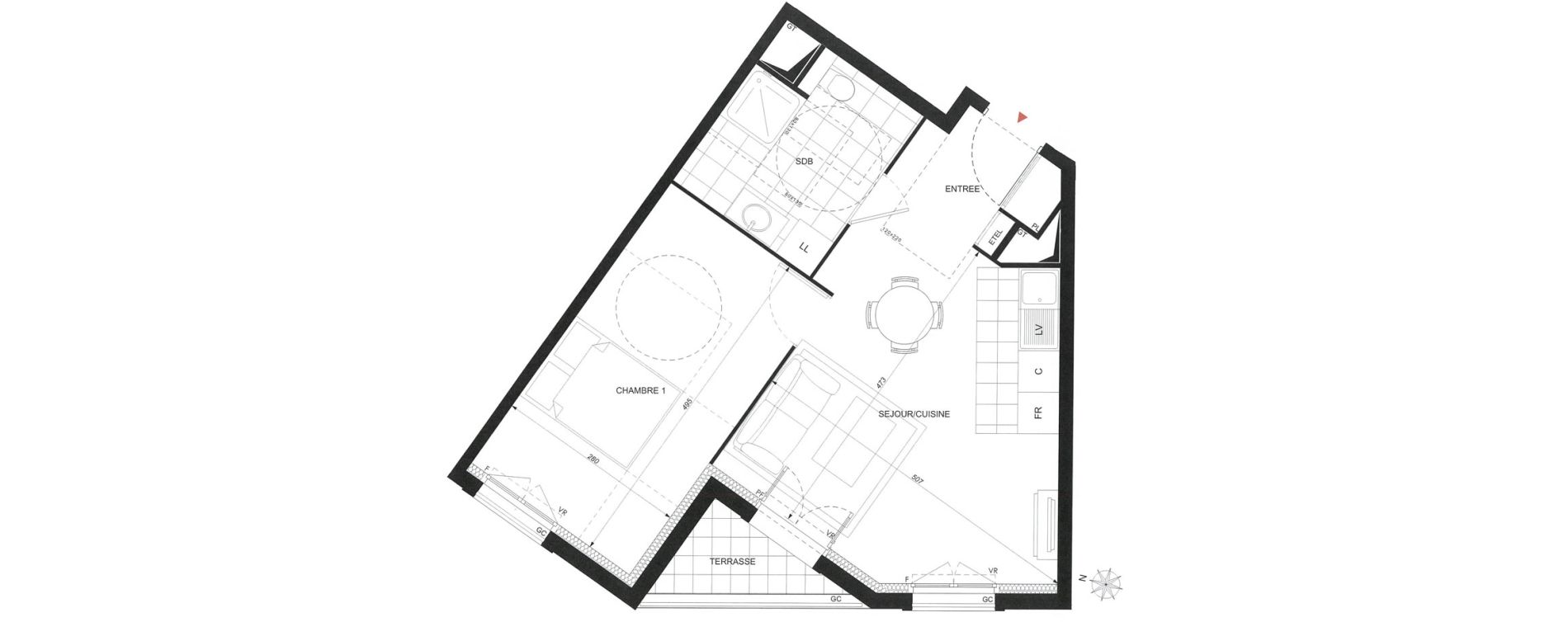 Appartement T2 de 42,63 m2 &agrave; Wissous Centre