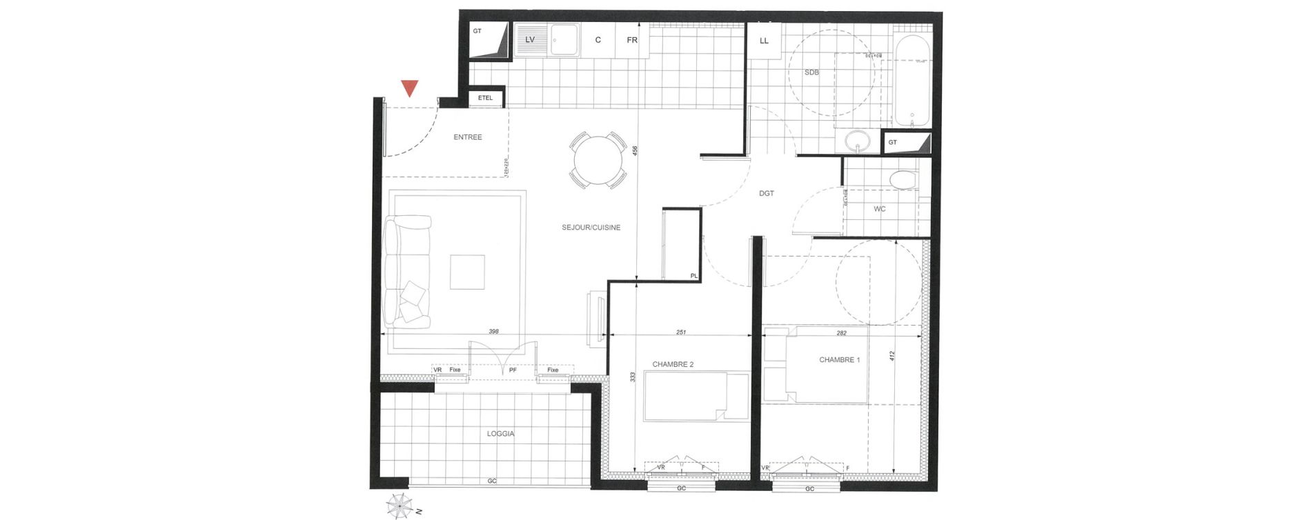 Appartement T3 de 64,04 m2 &agrave; Wissous Centre