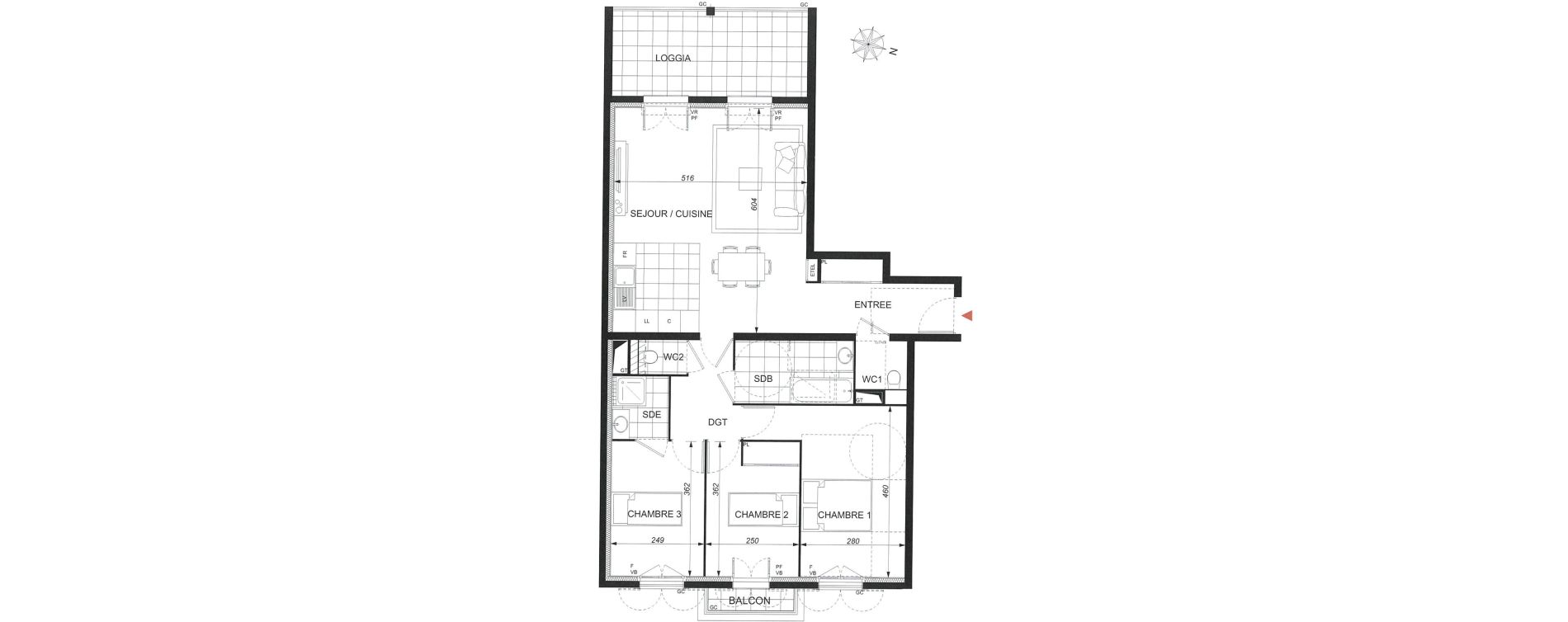 Appartement T4 de 85,39 m2 &agrave; Wissous Centre
