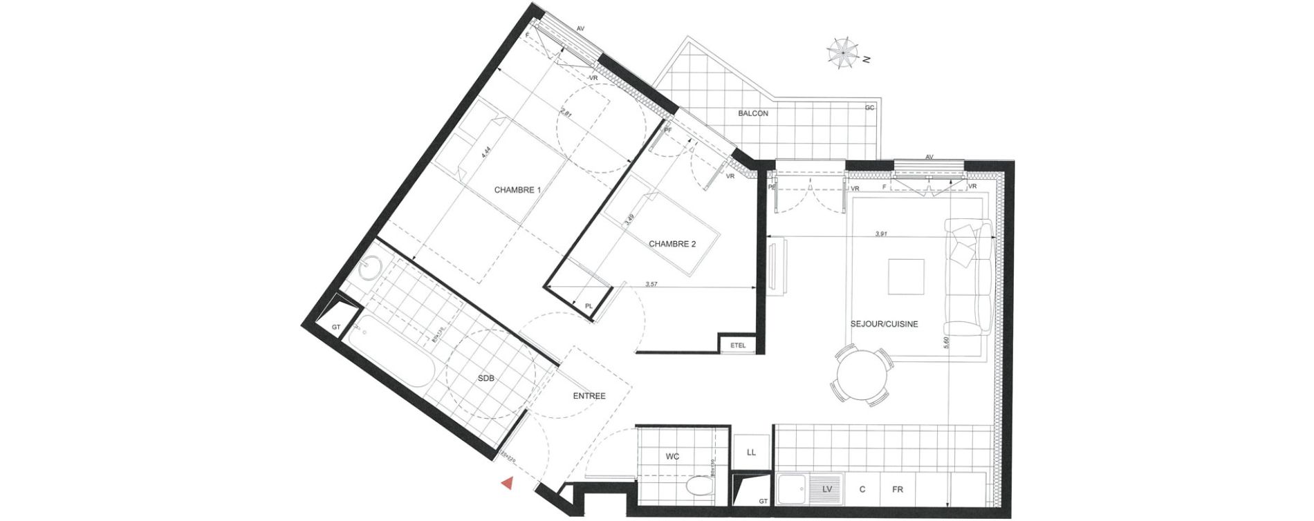 Appartement T3 de 60,03 m2 &agrave; Wissous Centre