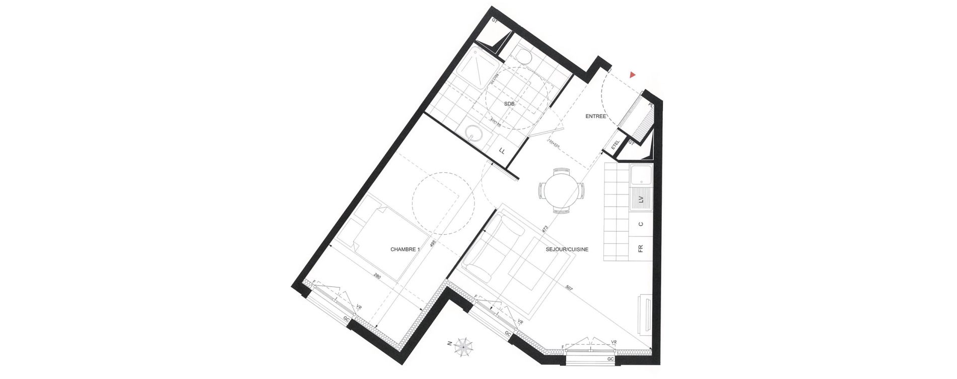 Appartement T2 de 42,68 m2 &agrave; Wissous Centre