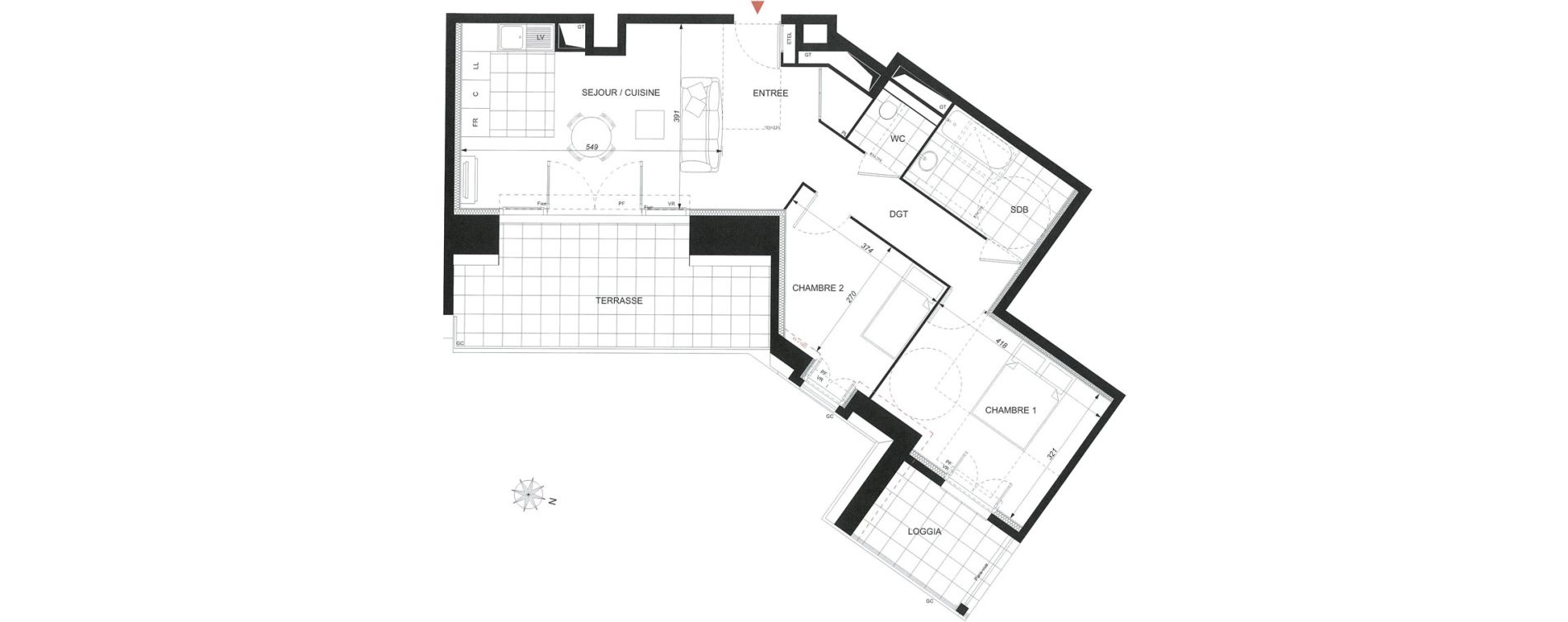 Appartement T3 de 62,65 m2 &agrave; Wissous Centre