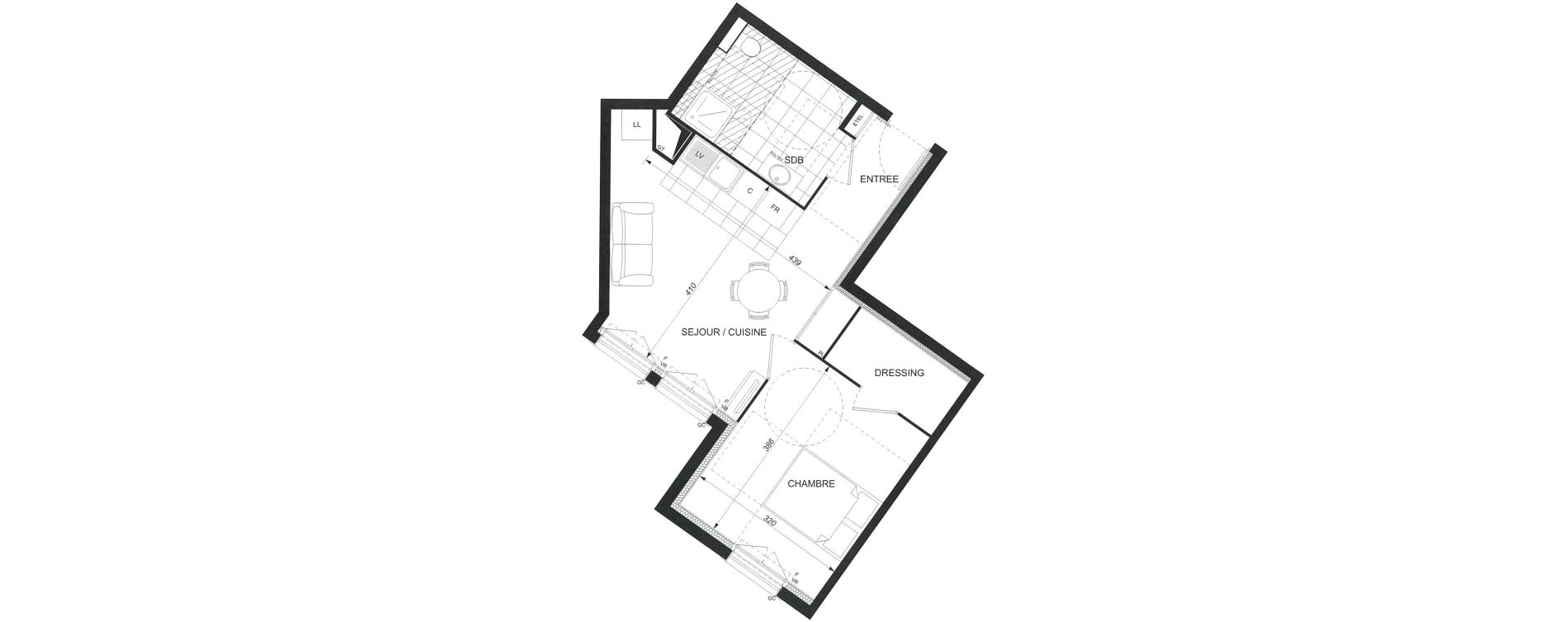 Appartement T2 de 43,70 m2 &agrave; Wissous Centre