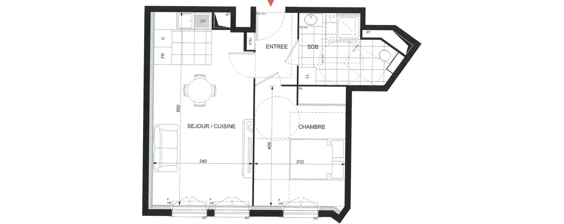 Appartement T2 de 44,20 m2 &agrave; Wissous Centre