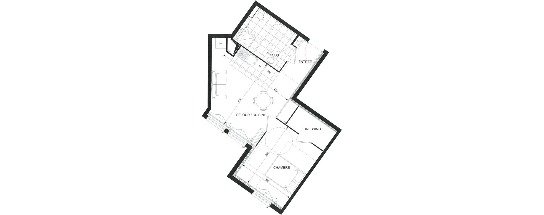 Appartement T2 de 43,70 m2 &agrave; Wissous Centre