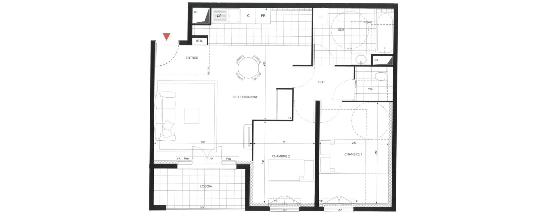 Appartement T3 de 64,04 m2 &agrave; Wissous Centre