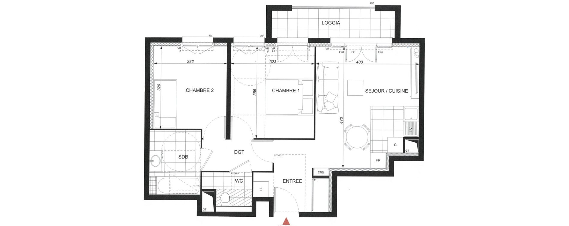 Appartement T3 de 54,86 m2 &agrave; Wissous Centre