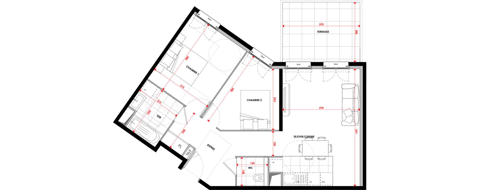 Appartement T3 de 60,06 m2 &agrave; Wissous Centre