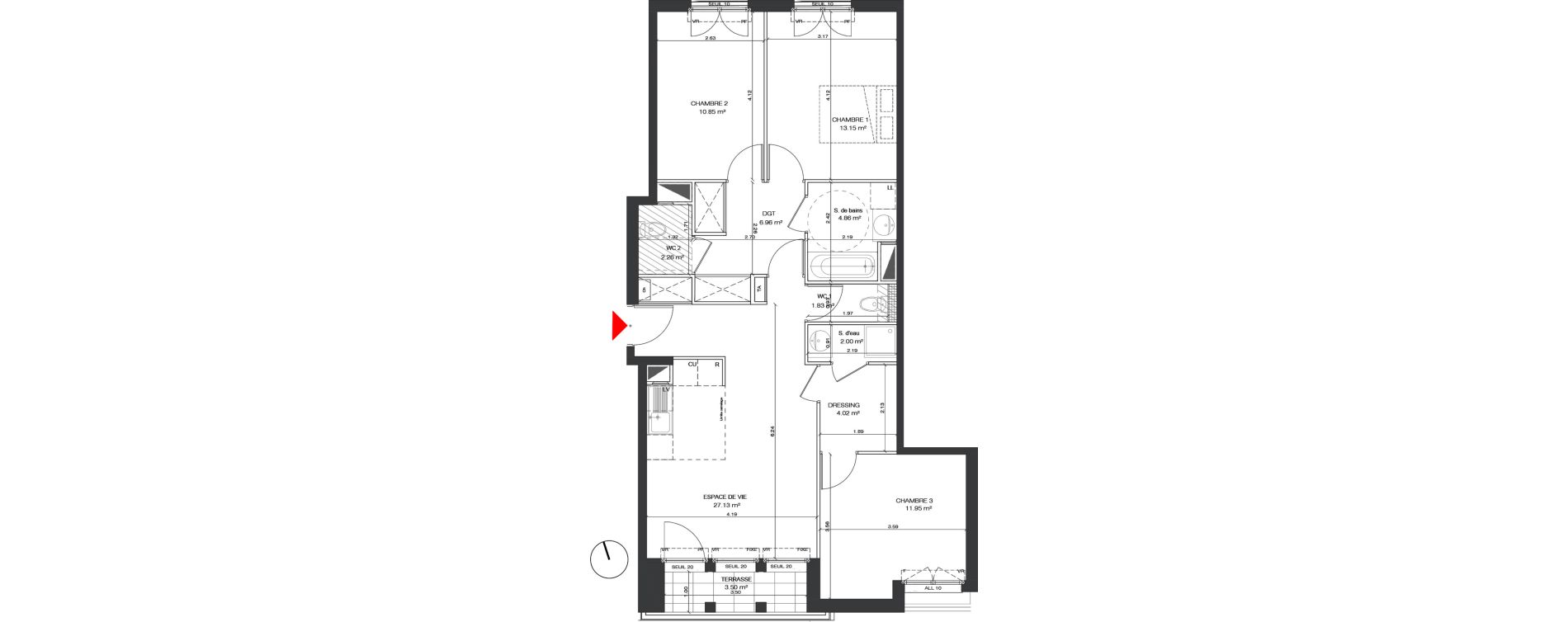 Appartement T4 de 85,01 m2 &agrave; Antony Centre