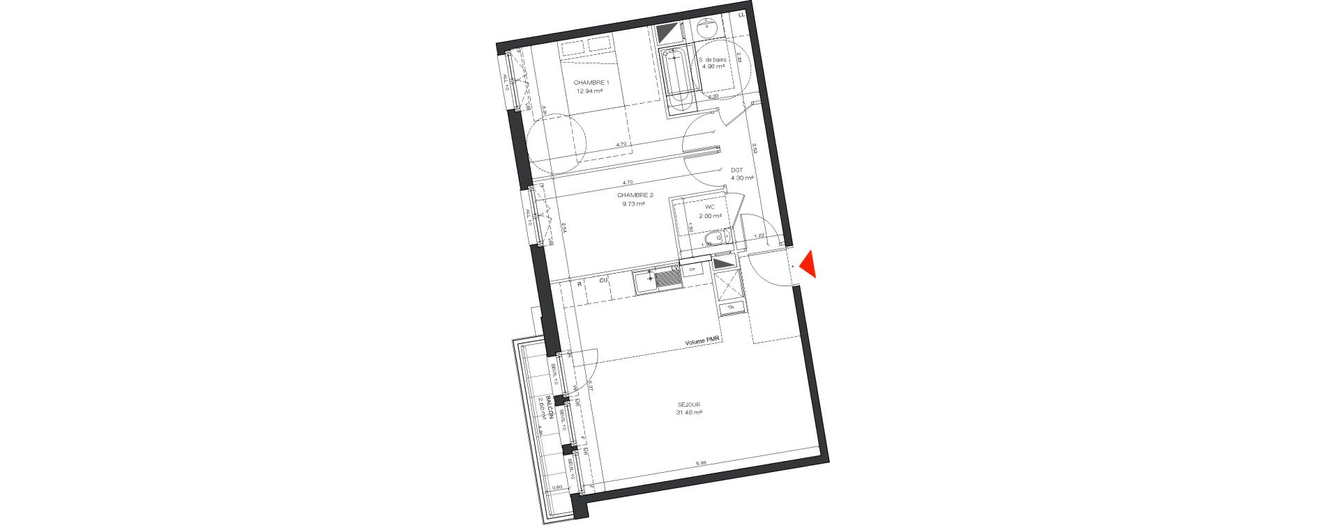 Appartement T3 de 65,43 m2 &agrave; Antony Centre