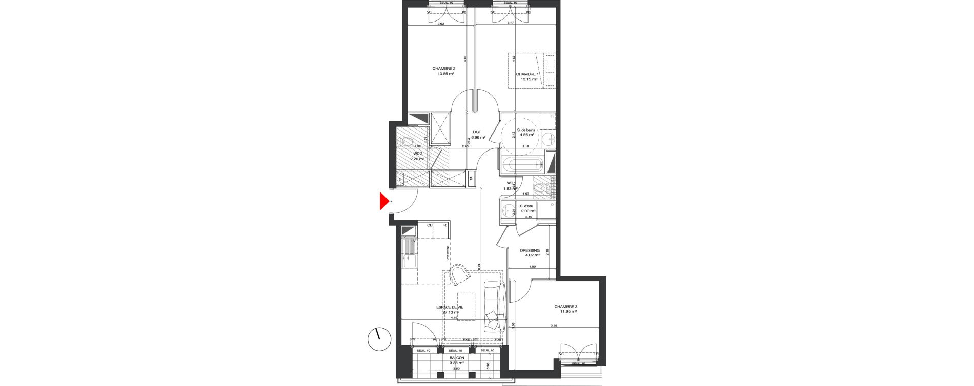 Appartement T4 de 85,01 m2 &agrave; Antony Centre