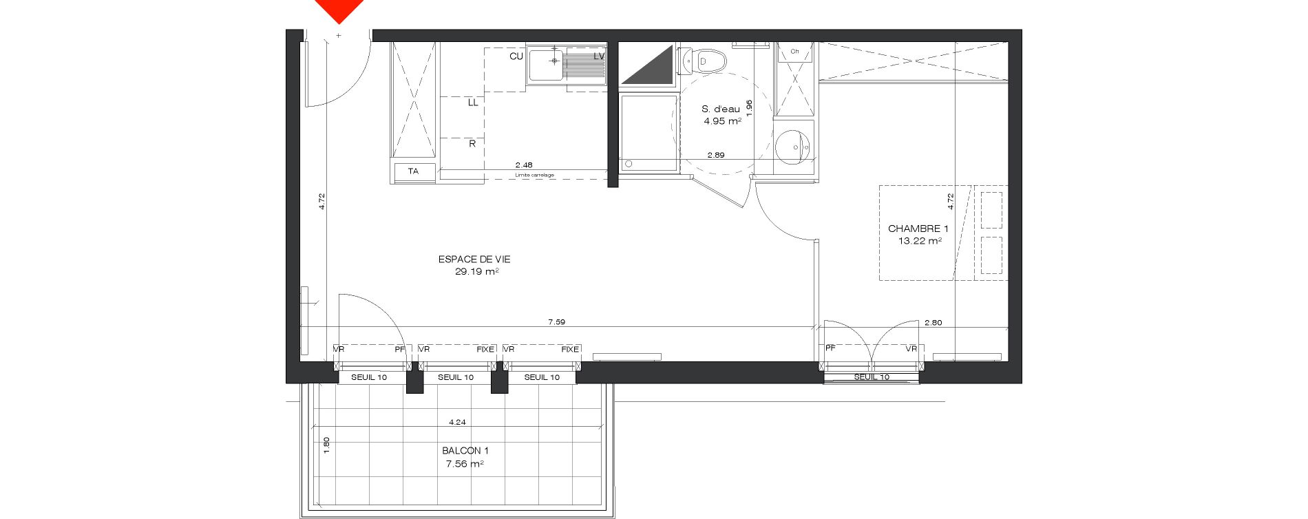 Appartement T2 de 47,36 m2 &agrave; Antony Centre