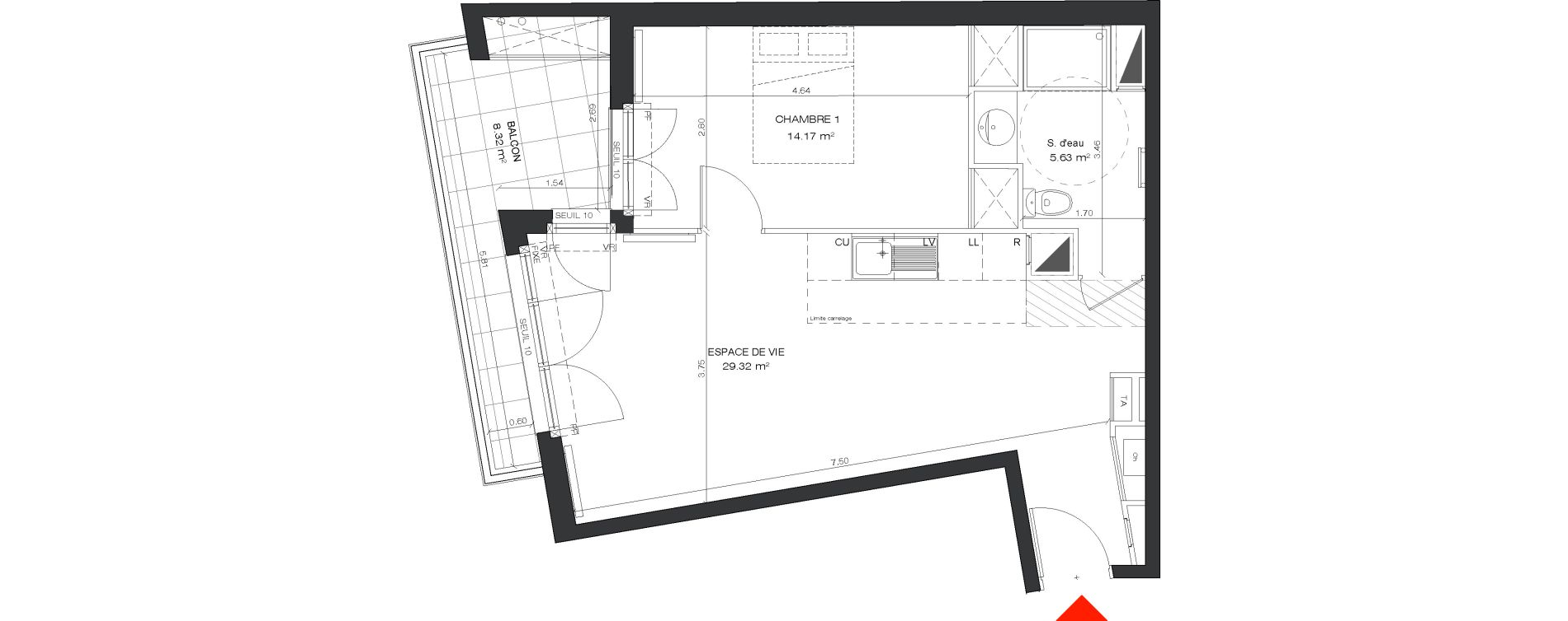 Appartement T2 de 49,11 m2 &agrave; Antony Centre