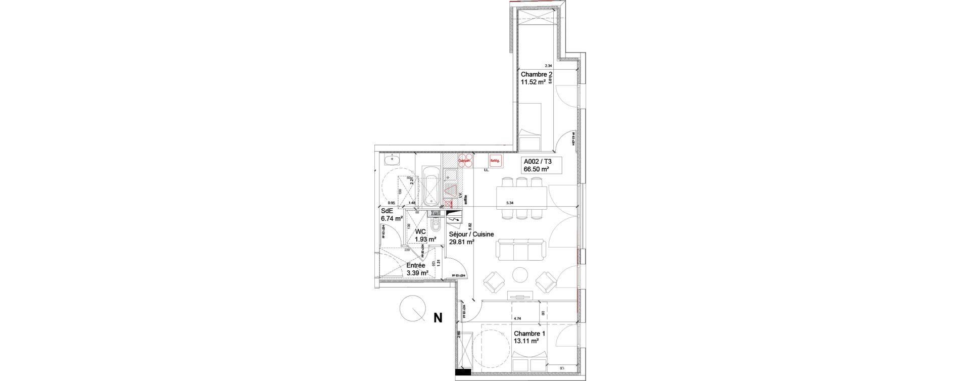 Appartement T3 de 66,50 m2 &agrave; Antony Centre