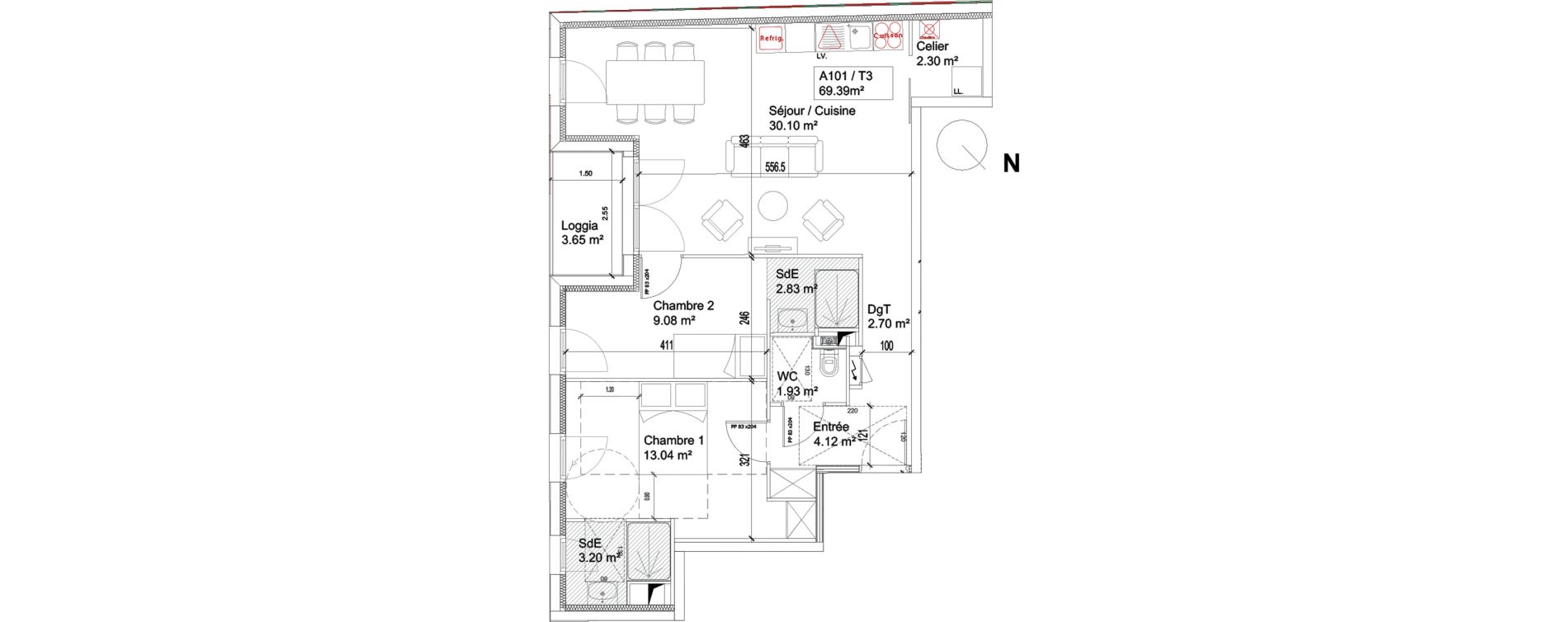 Appartement T3 de 69,39 m2 &agrave; Antony Centre