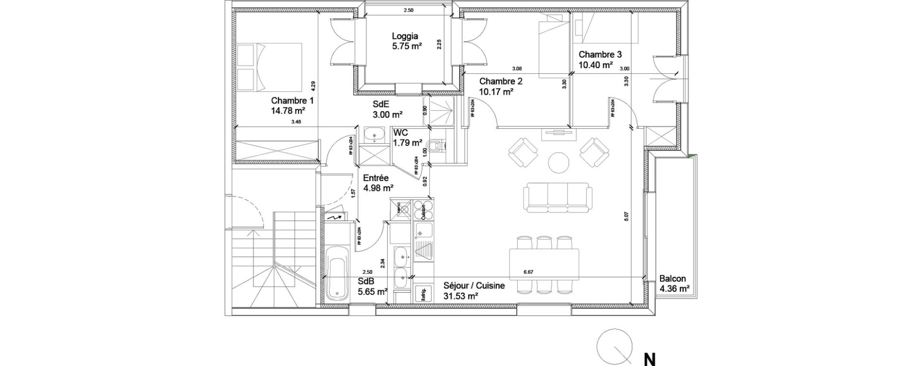 Appartement T4 de 82,30 m2 &agrave; Antony Centre