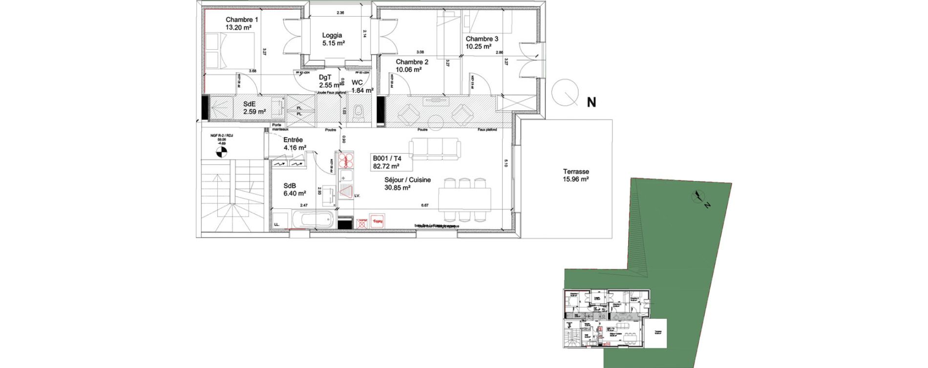 Appartement T4 de 81,90 m2 &agrave; Antony Centre
